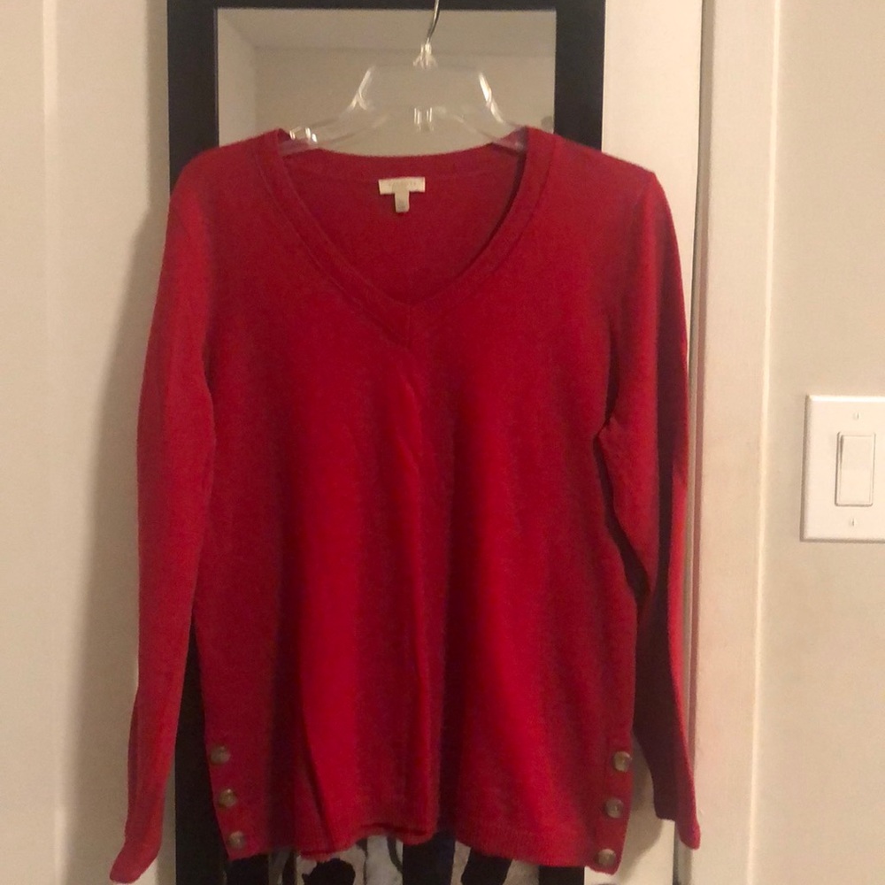 Red Talbots V/ Neck Long Sleeve Sweater Size LP..